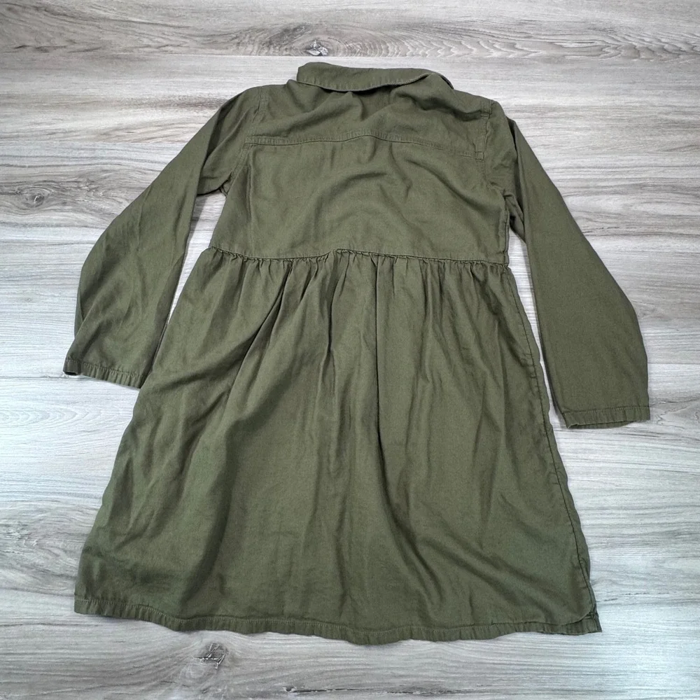 Old Navy Kids‎ Green Long Sleeve Collared Button Front Shirtdress Size L 10-12